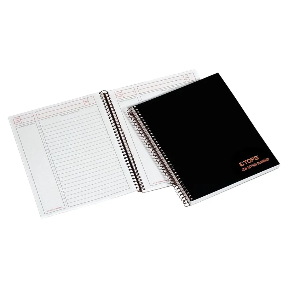 Subject Notebooks|TOPS Jen Action Planner Subject Notebook, 6.73" x 8.5", Project Ruled, 100 Sheets, Black (TOP 63828)