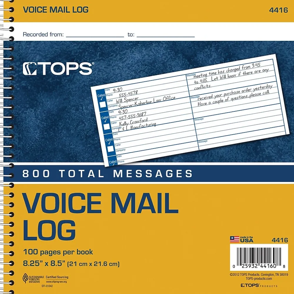 Notepads|TOPS Message Pad, 8.25" x 8.5", White, 50 Sheets/Pad (4416)