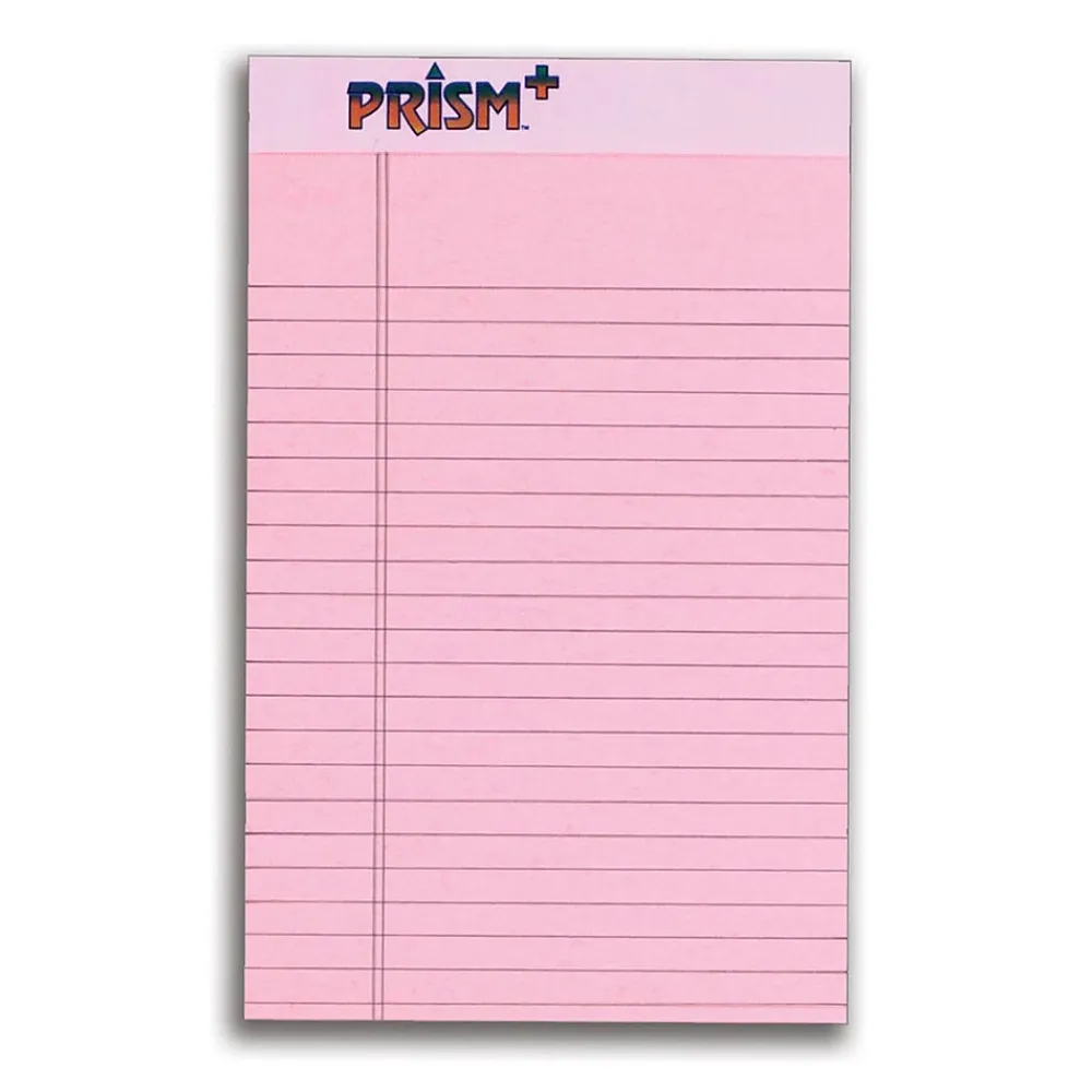Notepads|TOPS Prism+ Legal Notepads, 5" x 8", Narrow Ruled, Pink, 50 Sheets/Pad, 12 Pads/Pack (63050)