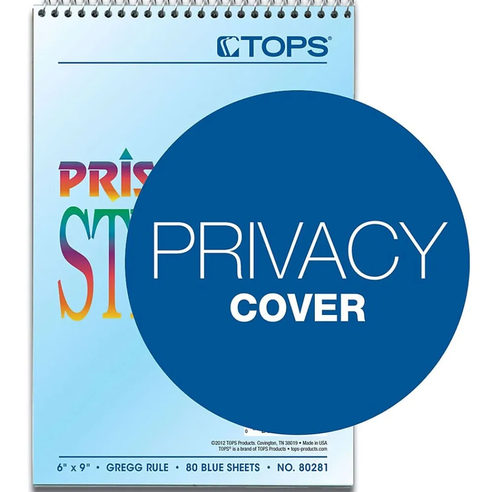 Notepads|TOPS Prism Steno Pads, 6" x 9", Gregg, Blue, 80 Sheets/Pad, 4 Pads/Pack (TOP 80284) Light Blue