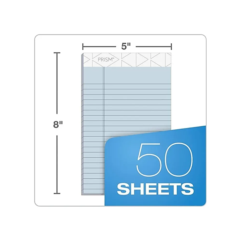 Notepads|TOPS Prism+ Writing Notepads, 5" x 8", Narrow Ruled, Blue, 50 Sheets/Pad, 12 Pads/Pack (63020)