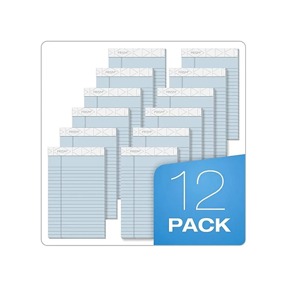 Notepads|TOPS Prism+ Writing Notepads, 5" x 8", Narrow Ruled, Blue, 50 Sheets/Pad, 12 Pads/Pack (63020)