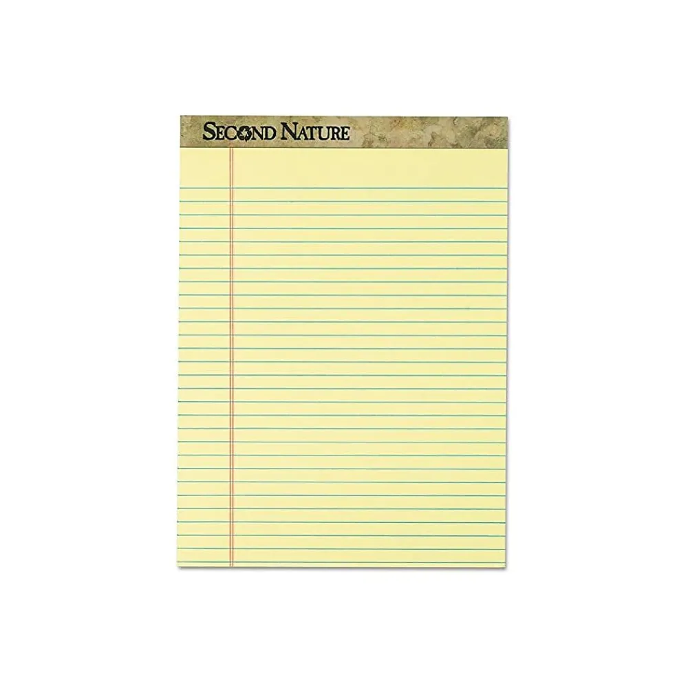 Notepads|TOPS Second Nature Notepads, 8.5" x 11.75", Wide, Canary, 50 Sheets/Pad, 12 Pads/Pack (74890)