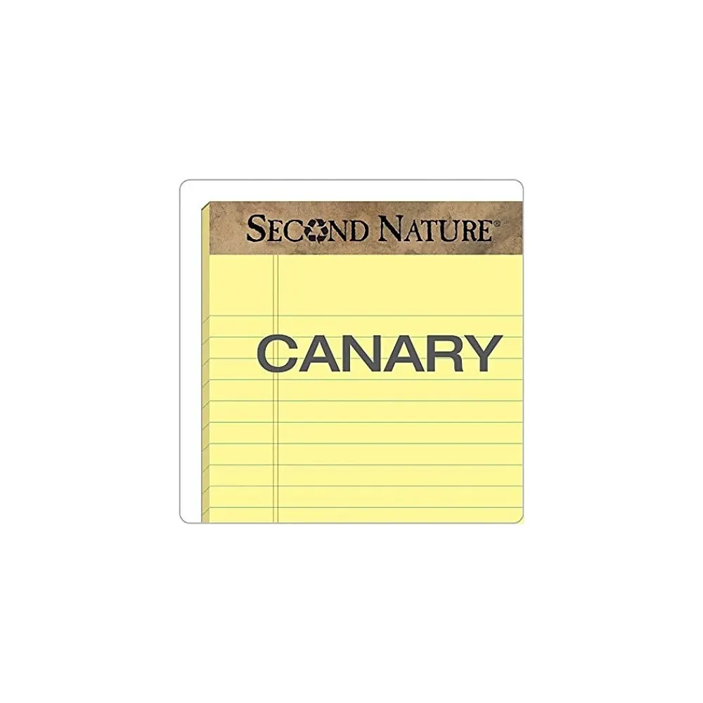 Notepads|TOPS Second Nature Notepads, 8.5" x 11.75", Wide, Canary, 50 Sheets/Pad, 12 Pads/Pack (74890)