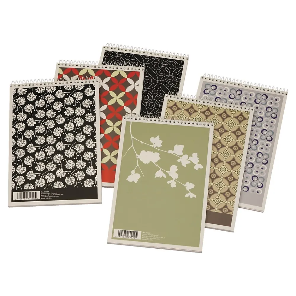 Notepads|TOPS Steno Pad, 6" x 9", Gregg Ruled, Assorted Colors, 80 Sheets/Pad (80222)