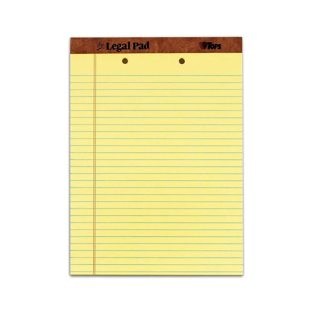 Notepads|TOPS The Legal Pad Notepads, 8.5" x 11.75", Wide Ruled, Canary, 50 Sheets/Pad, 12 Pads/Pack (TOP 7531)