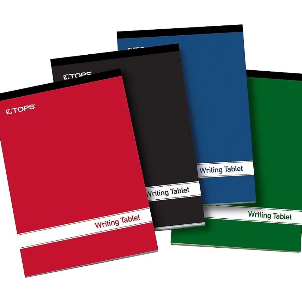 Notepads|TOPS Writing Tablets, 6" x 9", Narrow Ruled, Assorted Colors, 100 Sheets/Pad, 4 Pads/Pack (E80228)