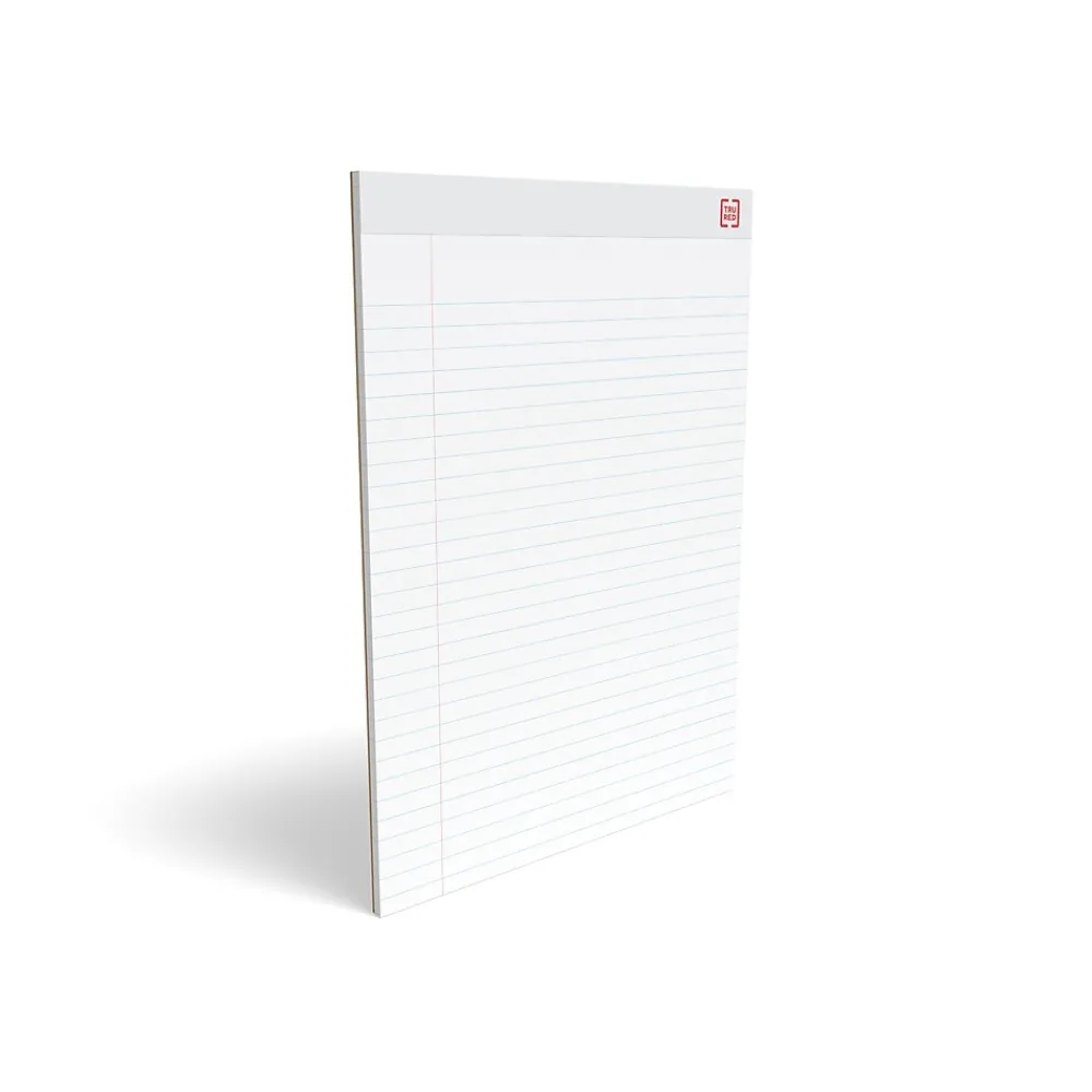 Notepads|TRU RED ™ Notepad, 8.5" x 11.75", Wide Ruled, White, 50 Sheets/Pad, Dozen Pads/Pack (TR58188)