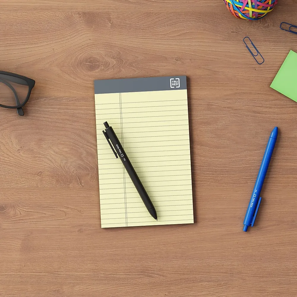 Notepads|TRU RED ™ Notepads, 5" x 8", Narrow Ruled, Canary, 50 Sheets/Pad, 12 Pads/Pack (TR57359)
