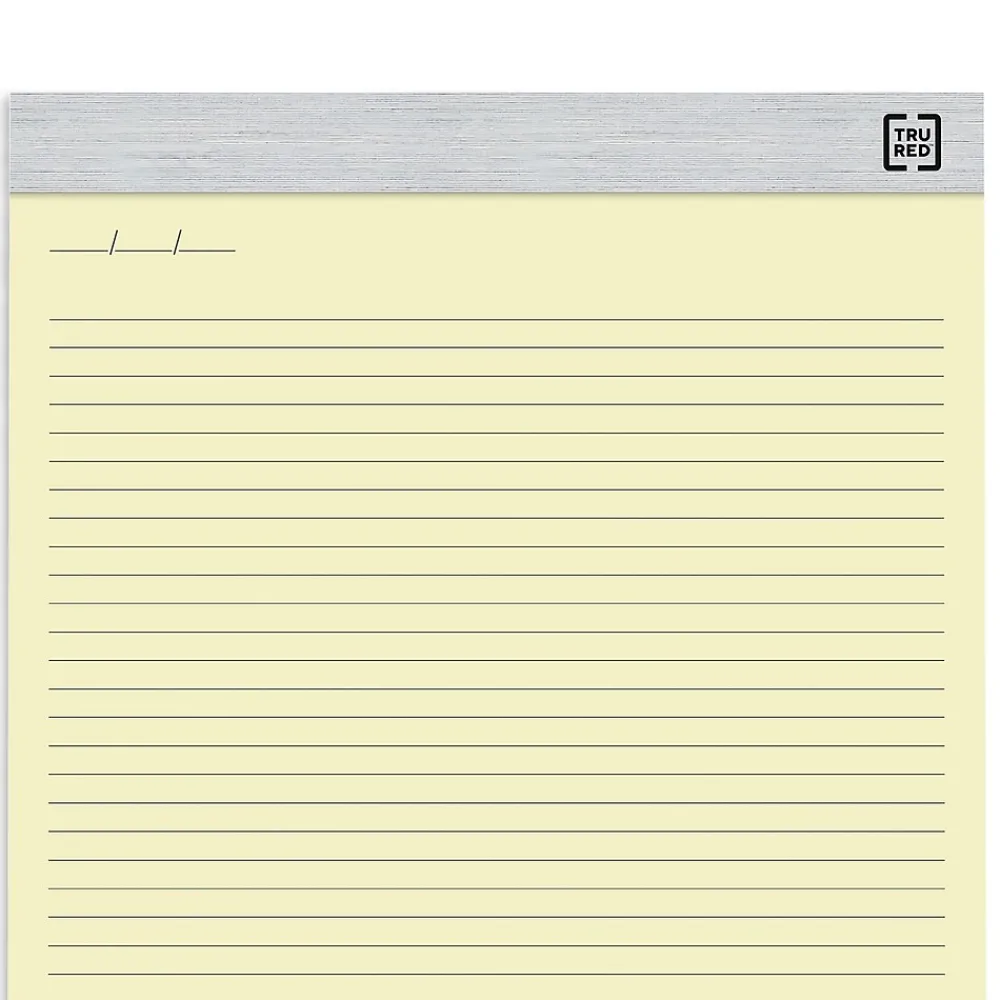 Notepads|TRU RED Notepads, 8.5" x 11.75", Narrow Ruled, , 50 Sheets/Pad, 6 Pads/Pack (TR57377) Canary