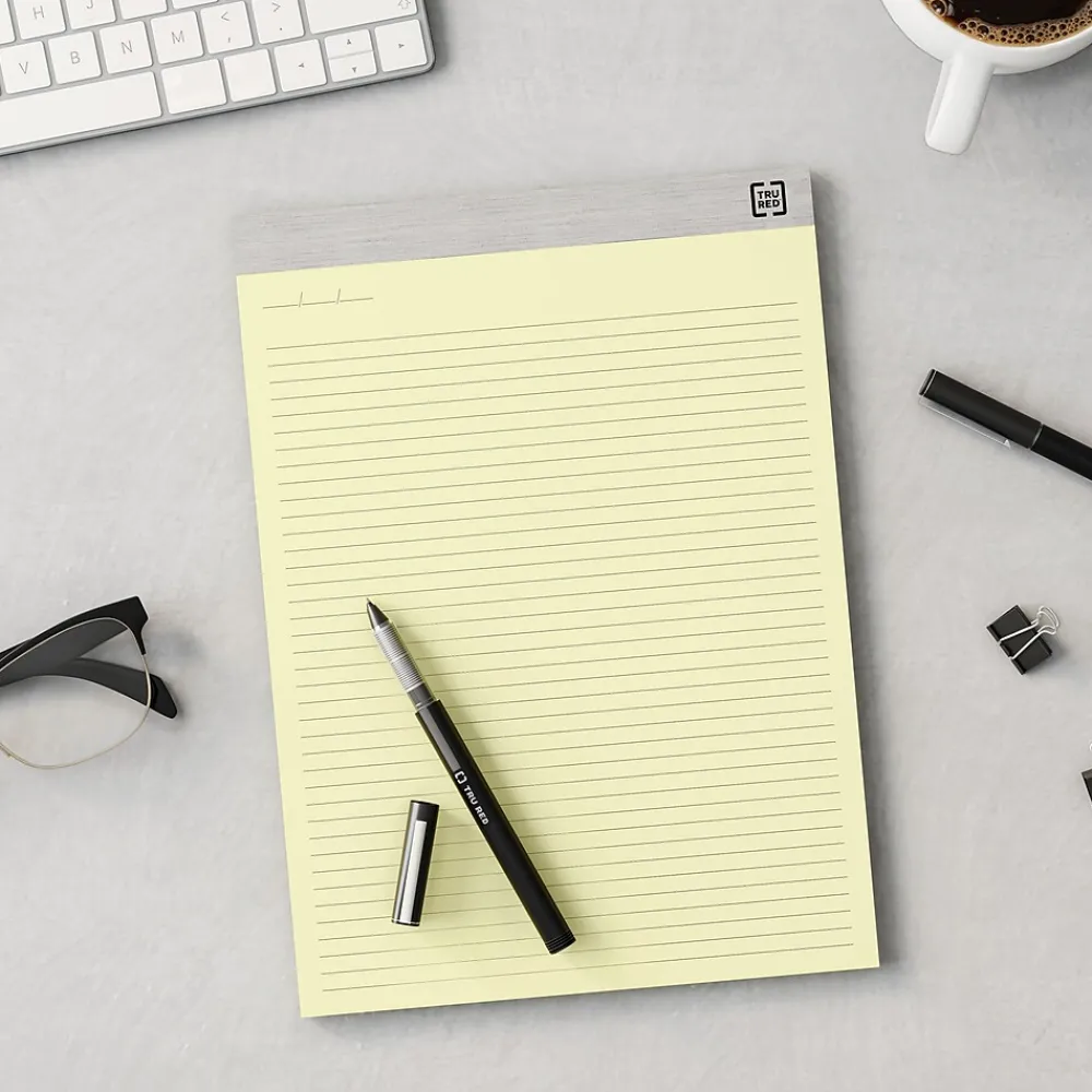 Notepads|TRU RED Notepads, 8.5" x 11.75", Narrow Ruled, , 50 Sheets/Pad, 6 Pads/Pack (TR57377) Canary
