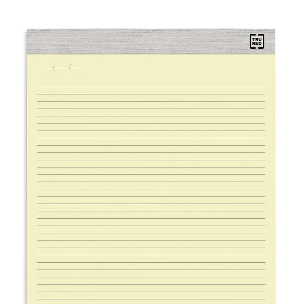 Notepads|TRU RED ™ Notepads, 8.5" x 14", Wide Ruled, , 50 Sheets/Pad, 12 Pads/Pack (TR57386) Canary