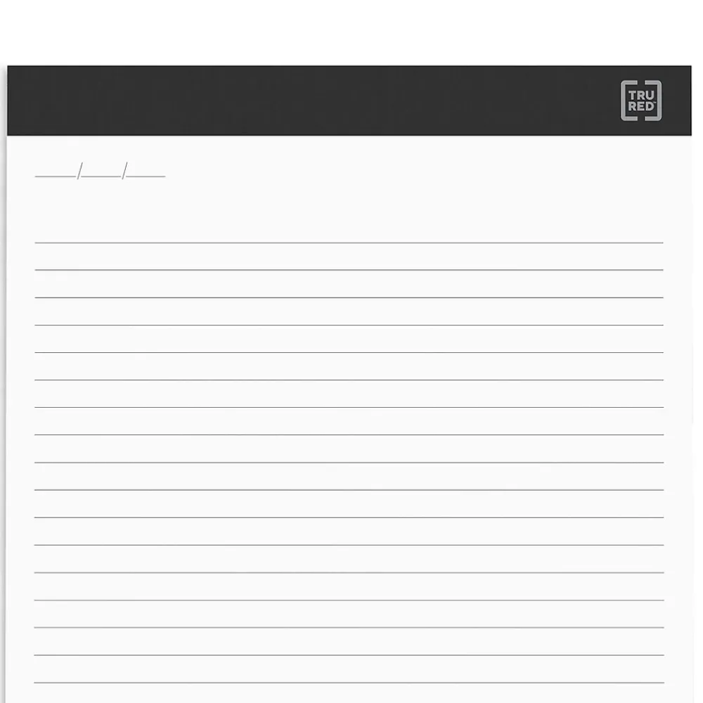 Notepads|TRU RED ™ Notepads, 8.5" x 11.75", Wide Ruled, , 50 Sheets/Pad, 12 Pads/Pack (TR57382) White