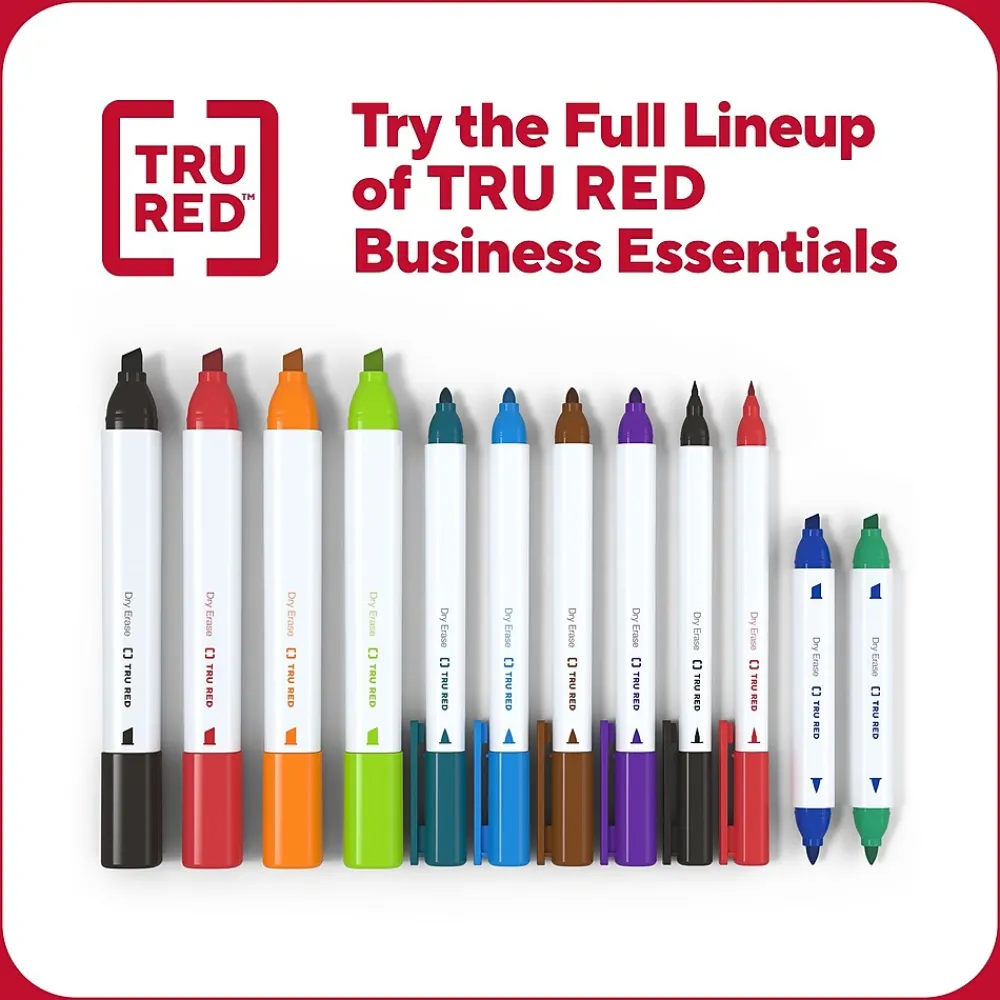 Markers|TRU RED ™ Pen Dry Erase Markers, Ultra Fine Tip, Assorted, 4/Pack (TR61458/TR57422)