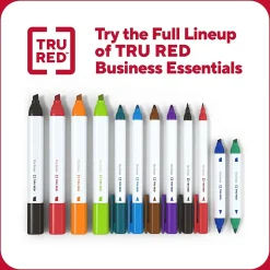 Markers|TRU RED ™ Pen Dry Erase Markers, Fine Tip, Assorted, 12/pack (TR61455)