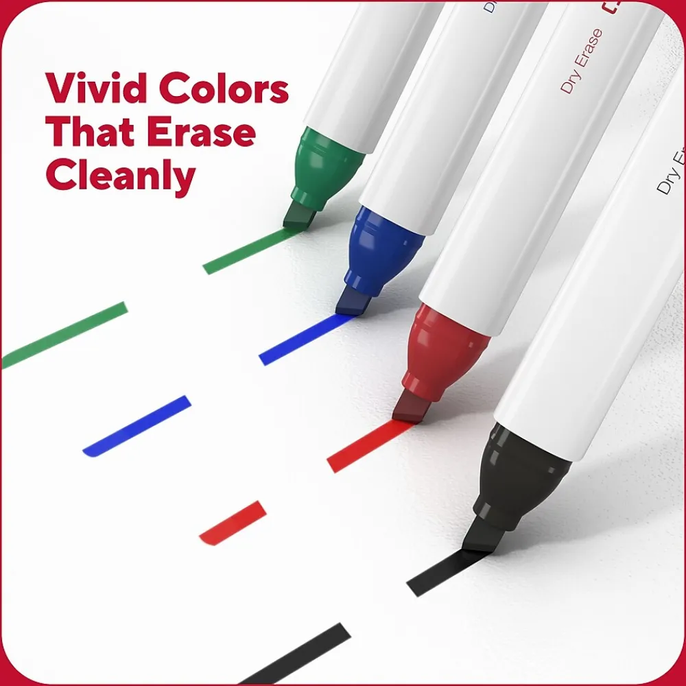 Markers|TRU RED ™ Tank Dry Erase Markers, Chisel Tip, Black, 12/Pack (TR61440-CC)