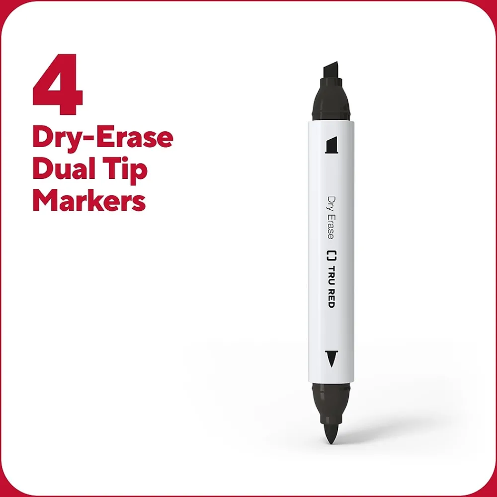 Markers|TRU RED ™ Tank Dry Erase Markers, Twin Tip, Assorted, 4/Pack (TR61439/TR57838)