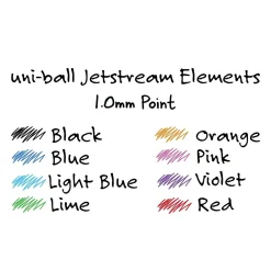 Pens|uni-ball uni Jetstream Elements Ballpoint Pens, Medium Point, 1.0mm, Assorted Ink, 5/Pack (70138)