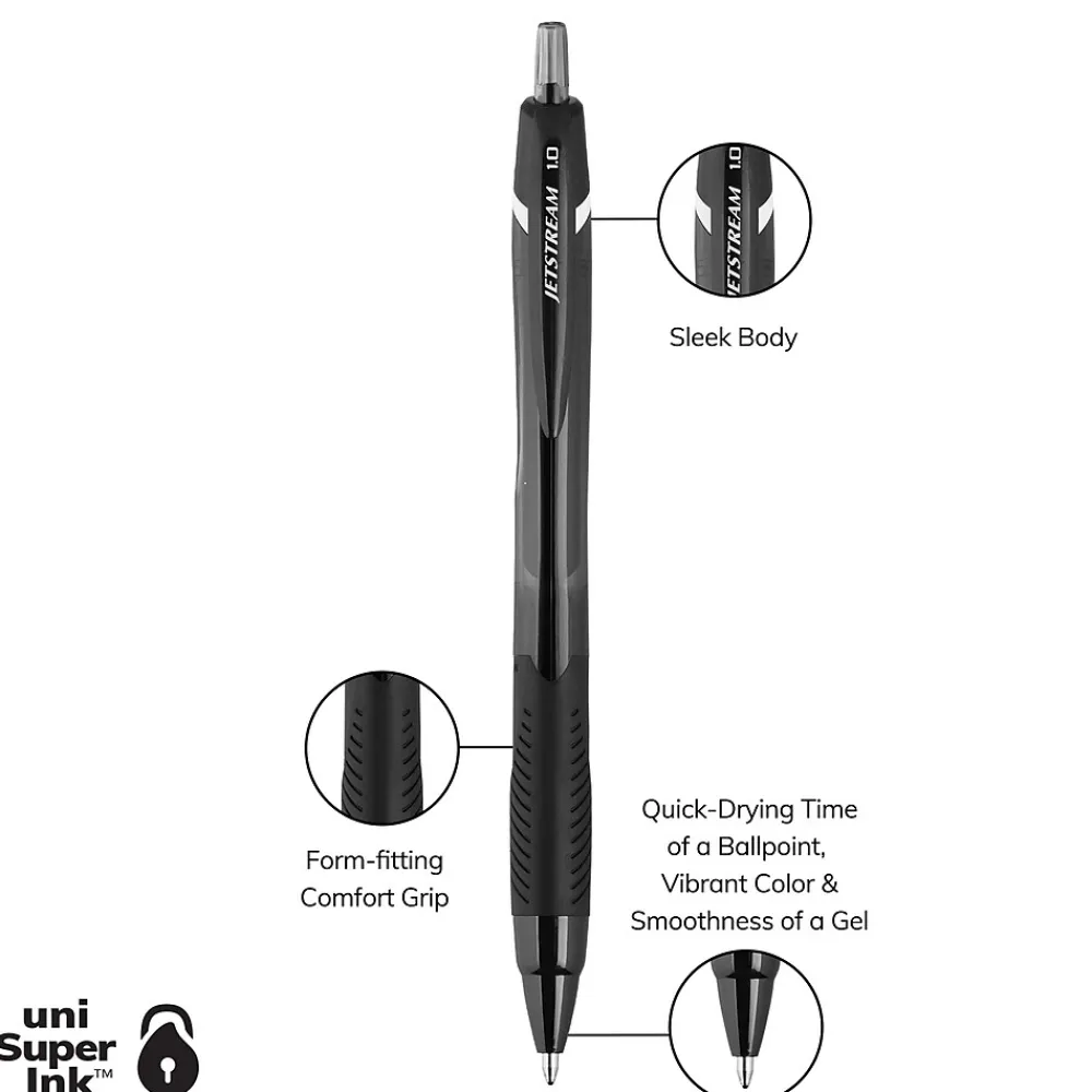 Pens|uni-ball uni Jetstream Elements Ballpoint Pens, Medium Point, 1.0mm, Assorted Ink, 6/Pack (70149)