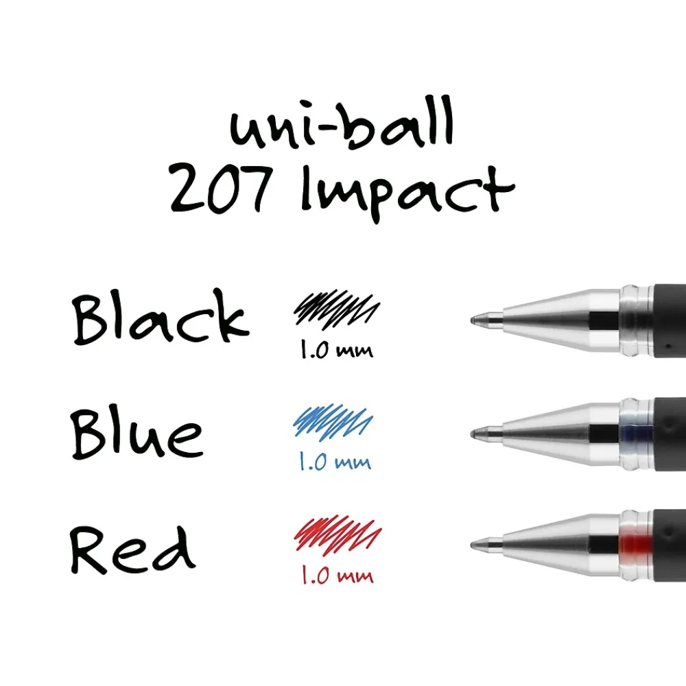 Pens|uni-ball 207 Impact Gel Pens, Bold Point, Blue Ink, 12/Pack (65801)