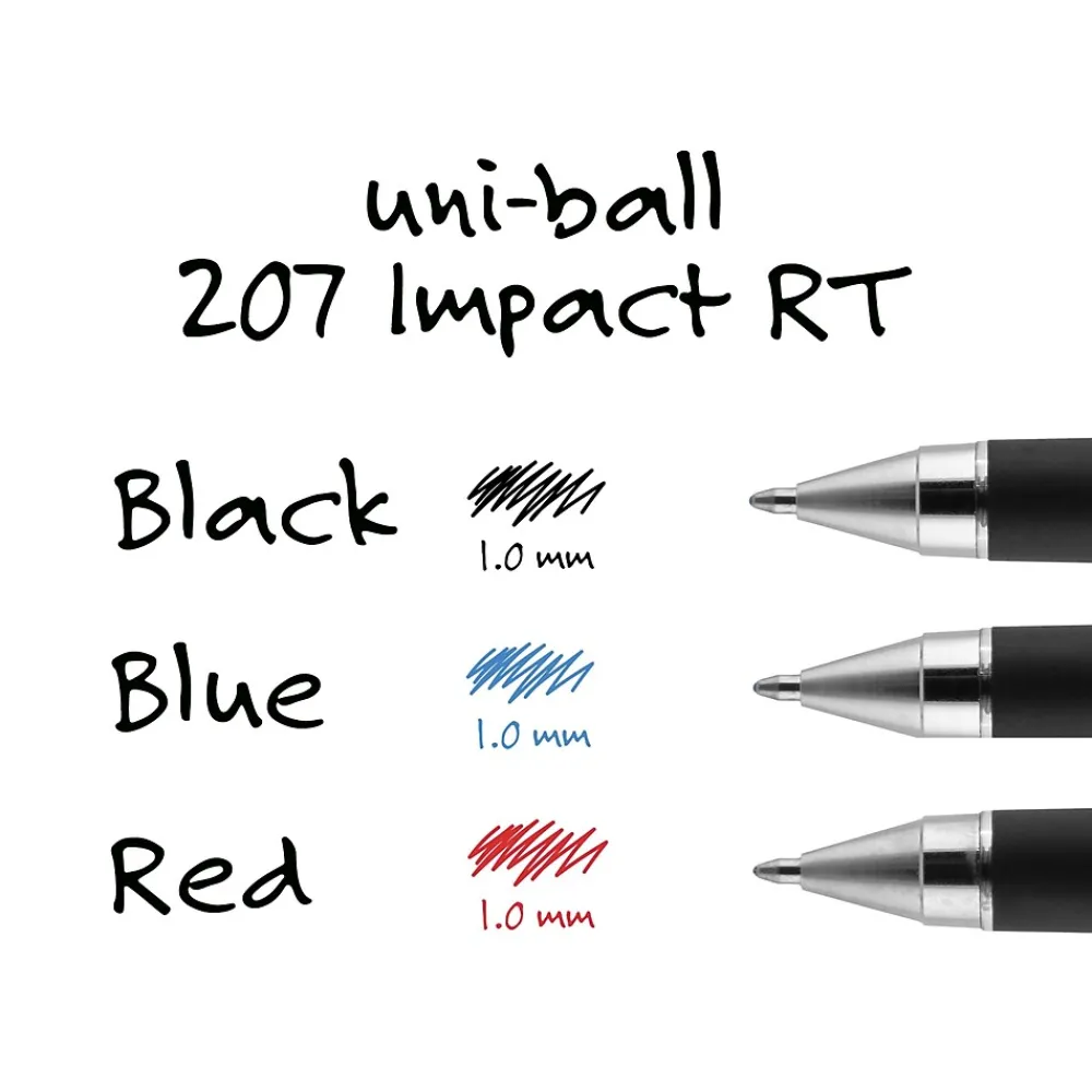 Pens|uni-ball uniball 207 Impact Retractable Gel Pens, Bold Point, 1.0mm, Red Ink (65872)