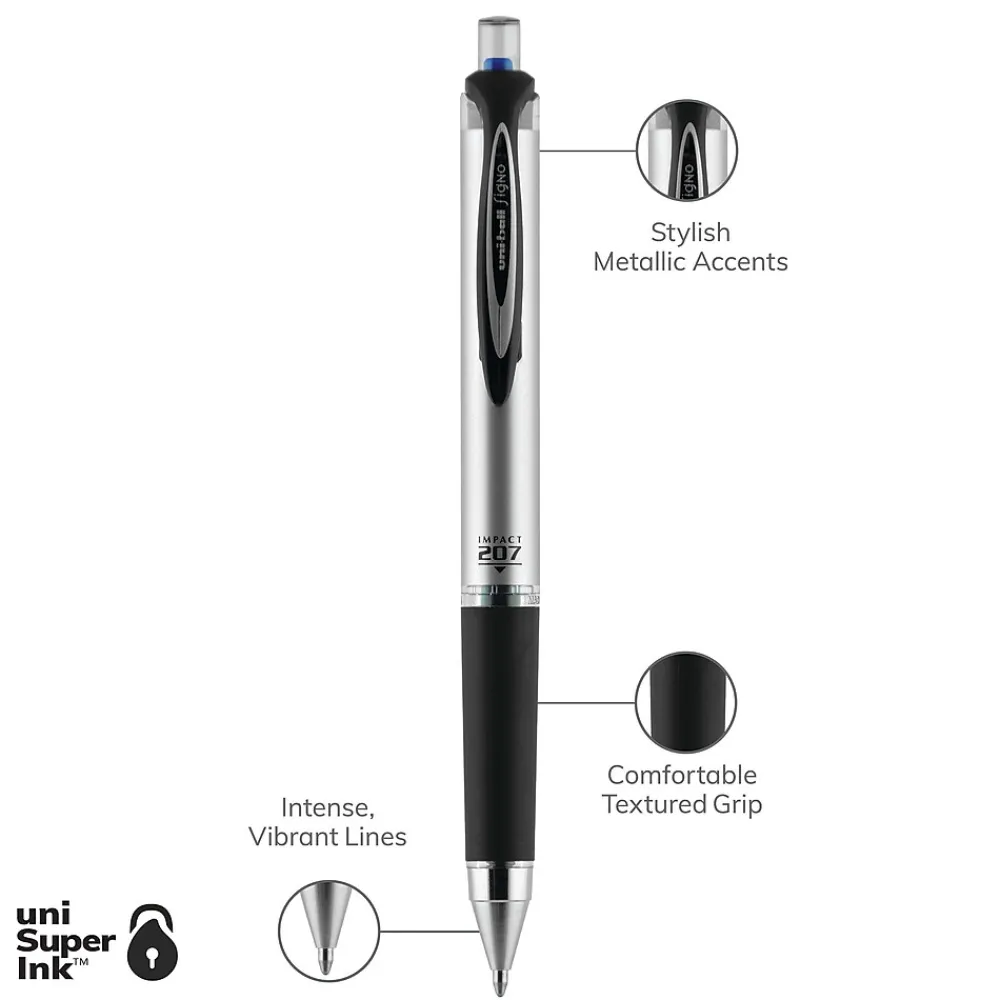 Pens|uni-ball 207 Impact RT Gel-Ink Pen Refill, Bold Tip, Blue Ink, 2/Pack (65874PP)