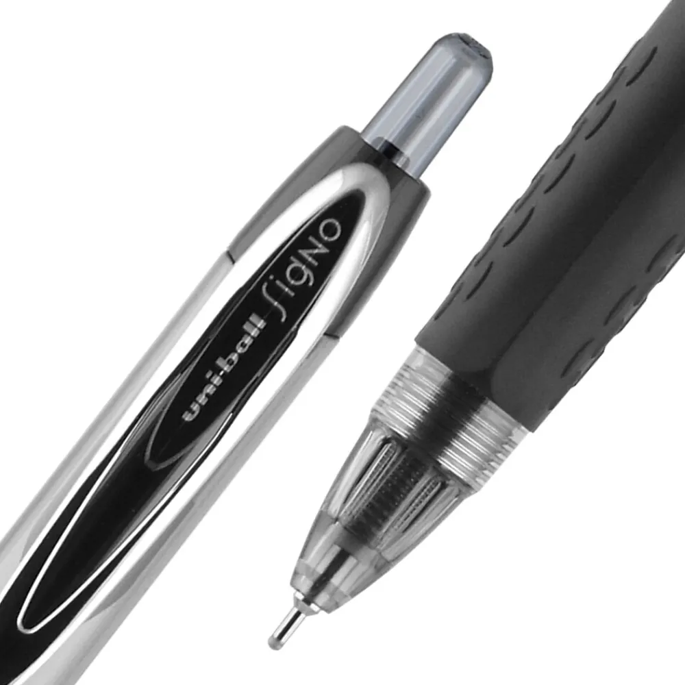 Pens|uni-ball uniball 207 Needle Retractable Gel Pens, Medium Point, 0.7mm, Black Ink, 4/Pack (1738430)