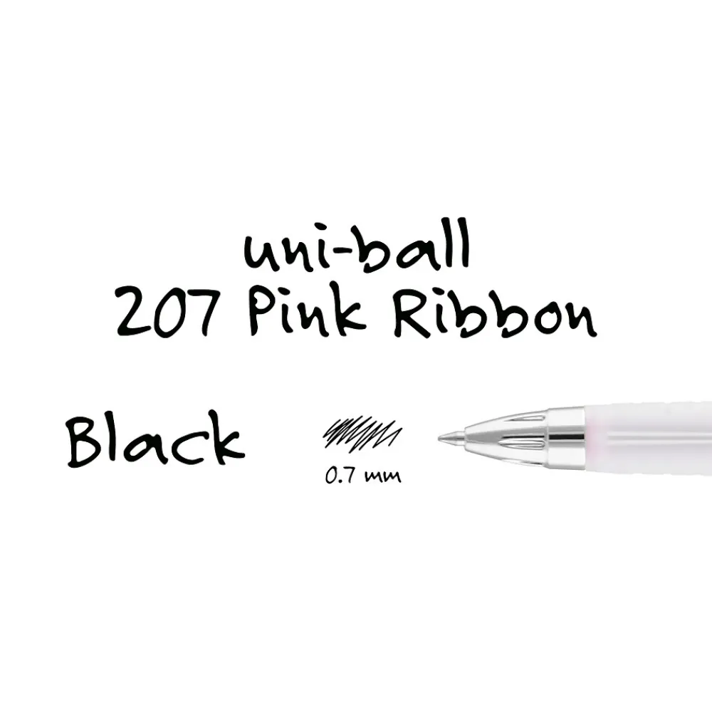Pens|uni-ball uniball 207 Pink Ribbon Retractable Gel Pens, Medium Point, 0.7mm, Black Ink, 36/Pack (2003896)