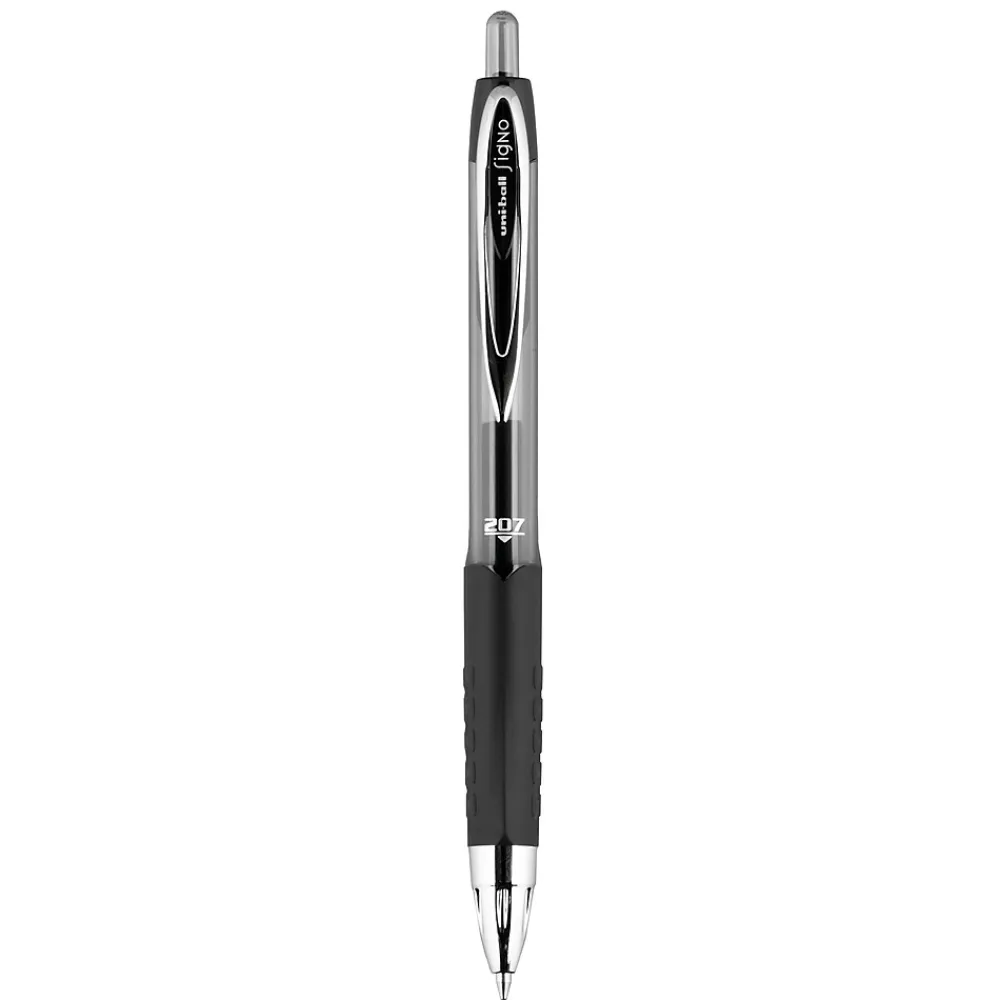 Pens|uni-ball uniball 207 Retractable Gel Pens, Medium Point, 0.7mm, Black Ink, 5/Pack (1960239)