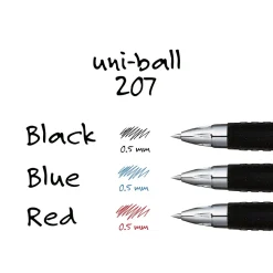 Pens|uni-ball uniball 207 Retractable Gel Pens, Micro Point, 0.5mm, Blue Ink, 12/Pack (61256)