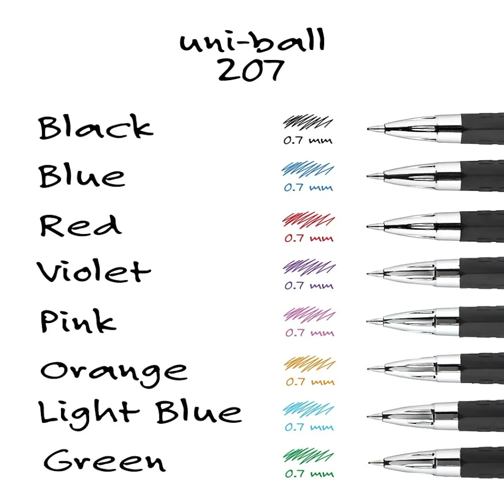 Pens|uni-ball 207 Signo RT Retractable Gel Pens, Medium Point, 0.7mm, Blue Ink, 4/Pack (45532PP)