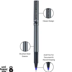 Pens|uni-ball Deluxe Rollerball Pens, Micro Point, Blue Ink, 12/Pack (60027)