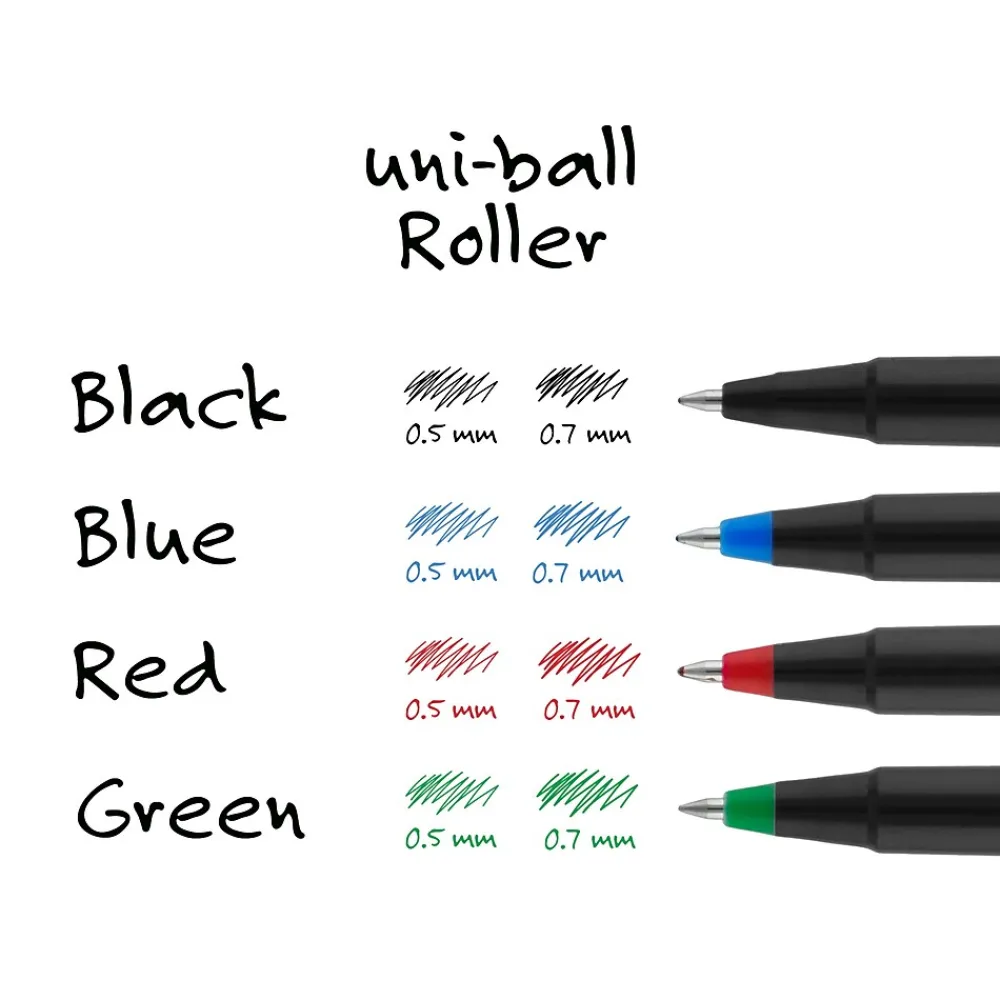 Pens|Uni ball Roller Pen, Micro Point, 0.5mm, Green Ink, Dozen (60154)
