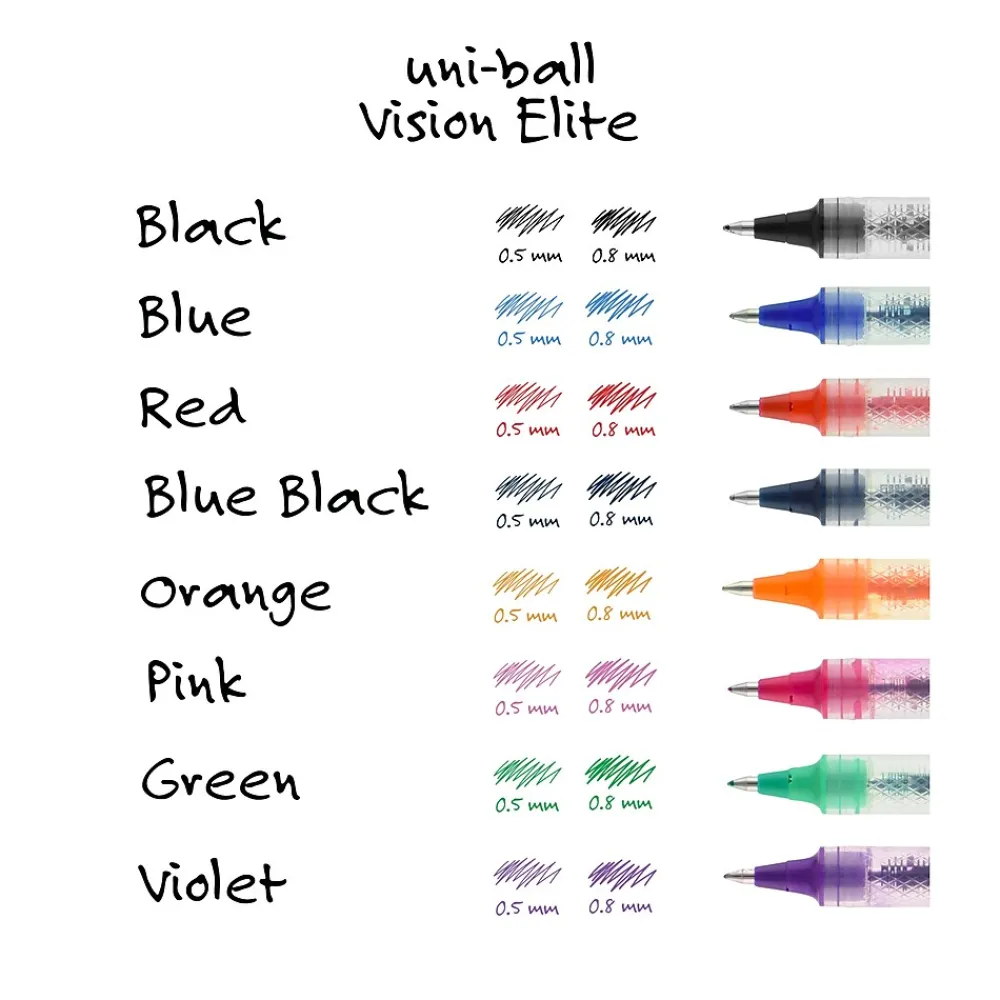 Pens|uni-ball uniball Vision Elite Rollerball Pens, Micro Point, 0.5mm, Blue Ink (69021)