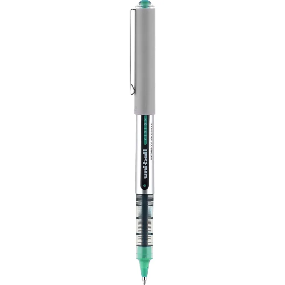 Pens|uni-ball Vision Roller Ball Pen, Fine Point, 0.7mm, Green Ink, 12/Pack (60386)