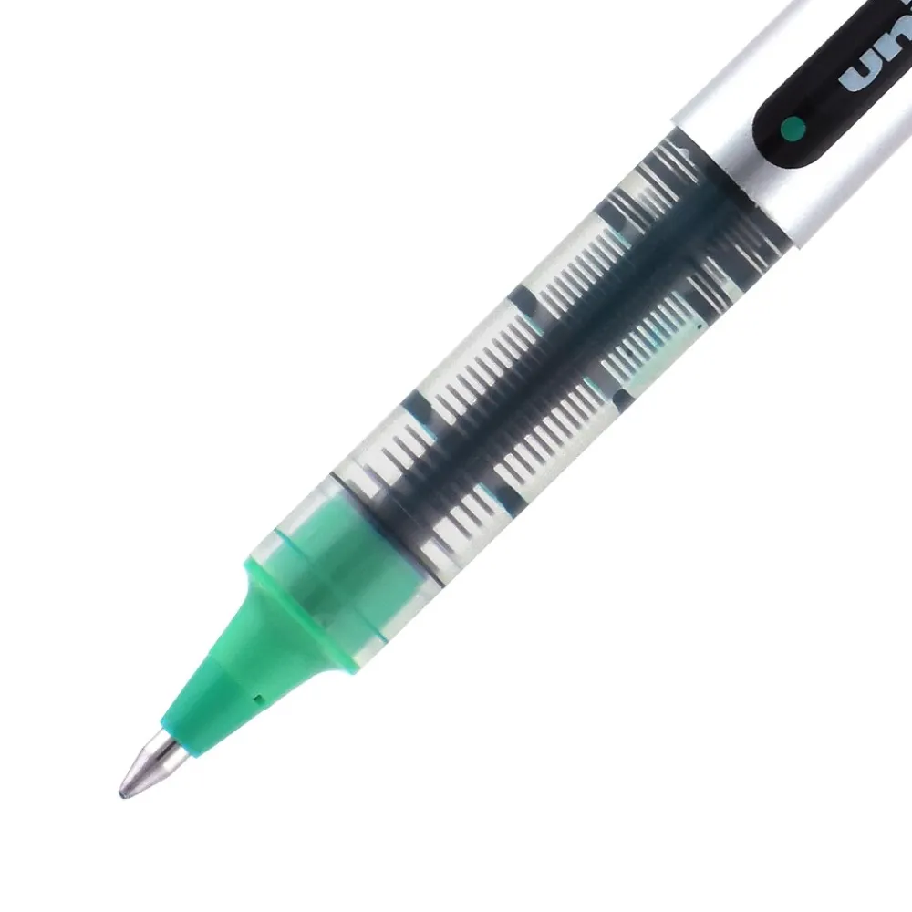 Pens|uni-ball Vision Roller Ball Pen, Fine Point, 0.7mm, Green Ink, 12/Pack (60386)