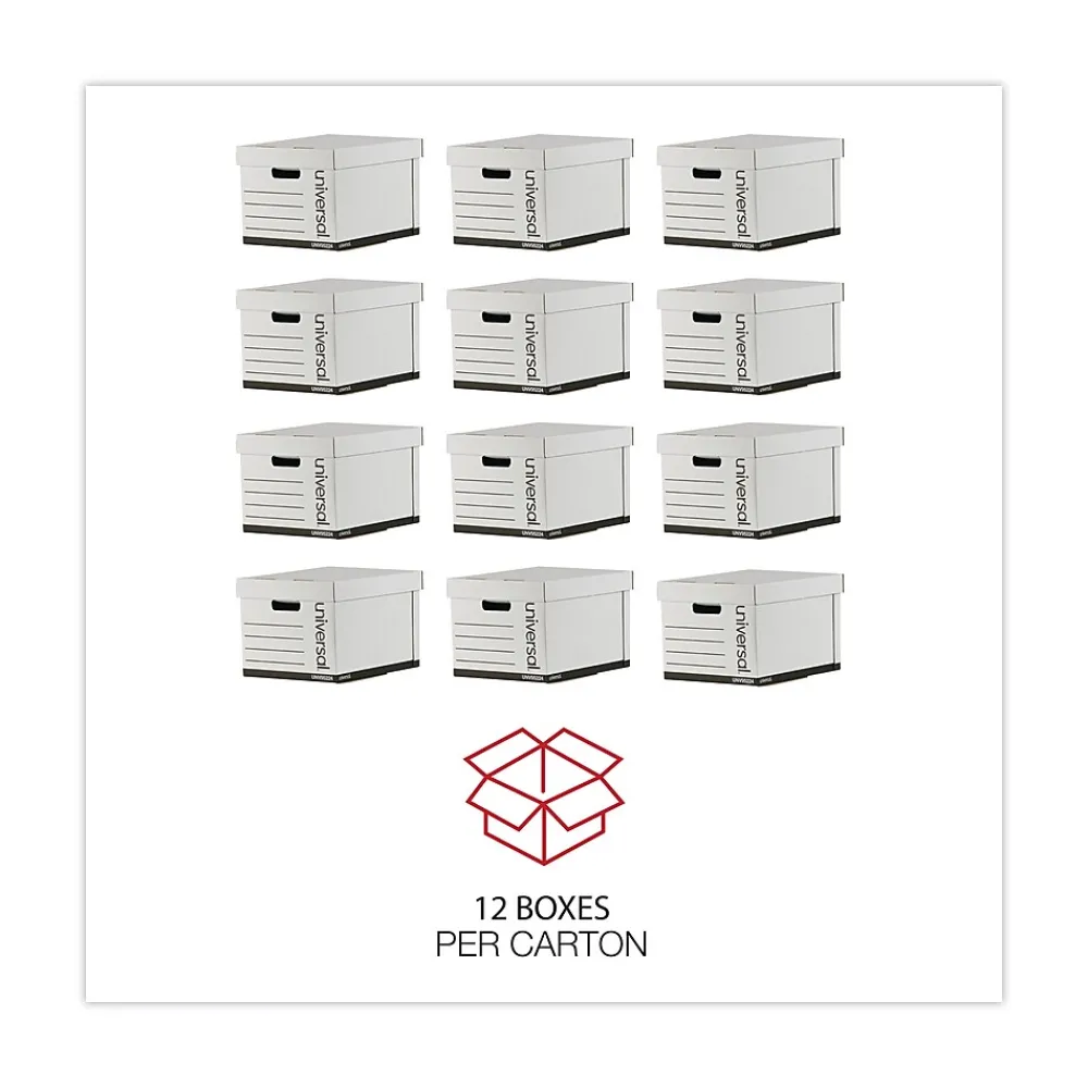 File Storage|Universal Corrugated Boxes, Letter/Legal Size, White, 12/Carton (UNV95224)