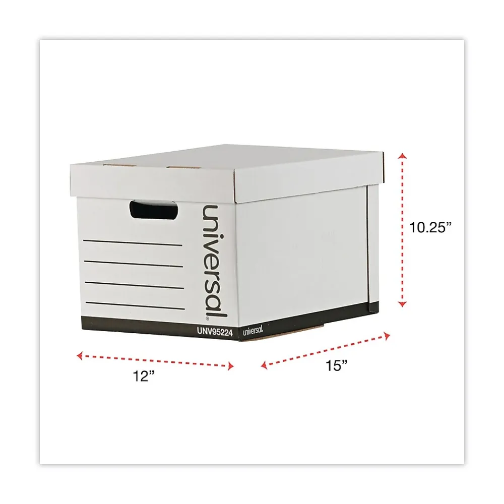 File Storage|Universal Corrugated Boxes, Letter/Legal Size, White, 12/Carton (UNV95224)