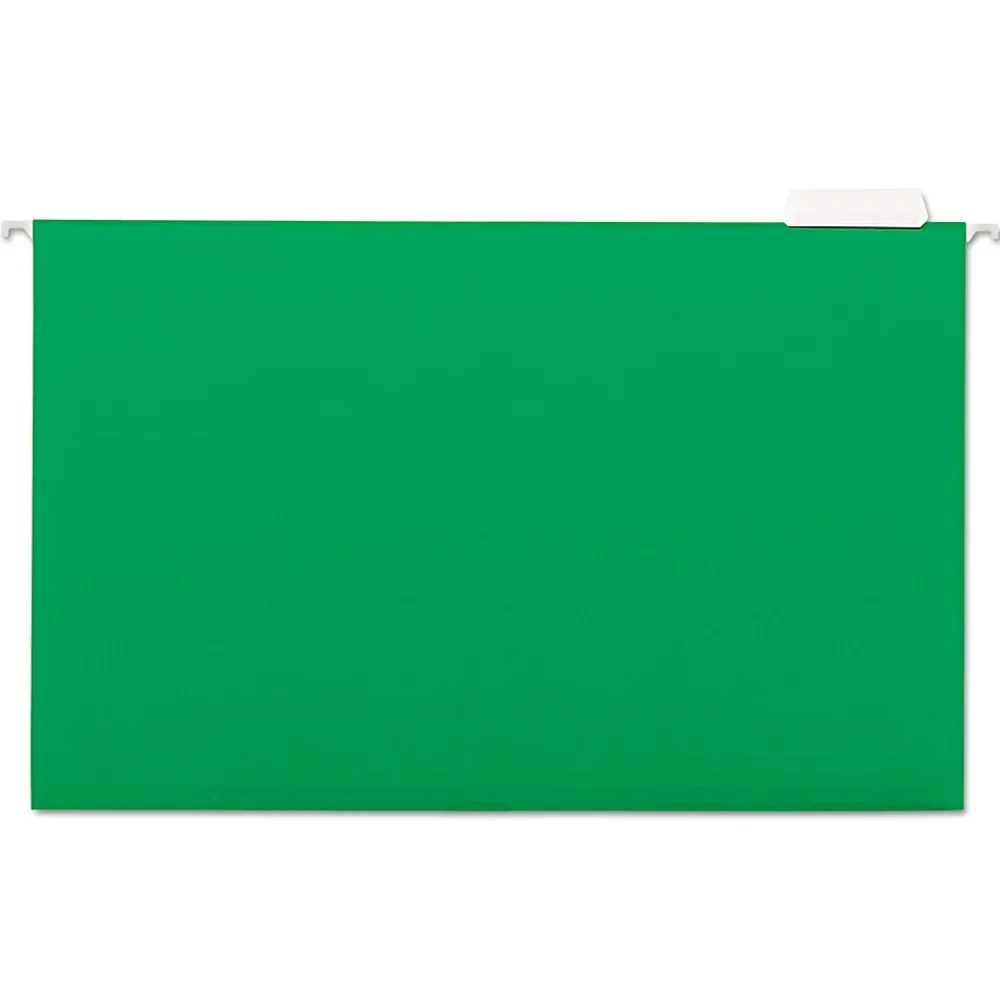 Hanging File Folders|Universal Recycled Hanging File Folder, Legal Size, Bright Green, 25/Box (UNV14217)