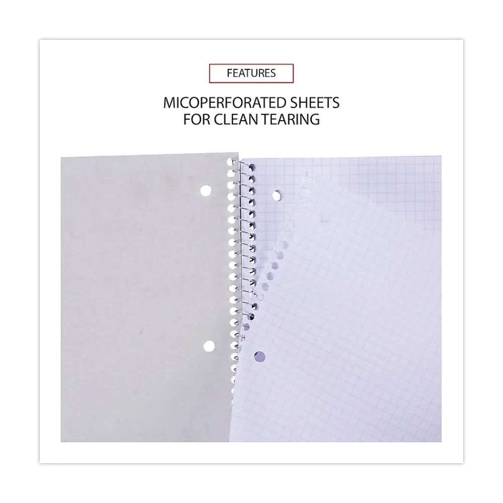 Subject Notebooks|Universal Subject Notebooks, 8" x 10.5", Quad, 70 Sheets, White, 4/Pack (UNV66634)