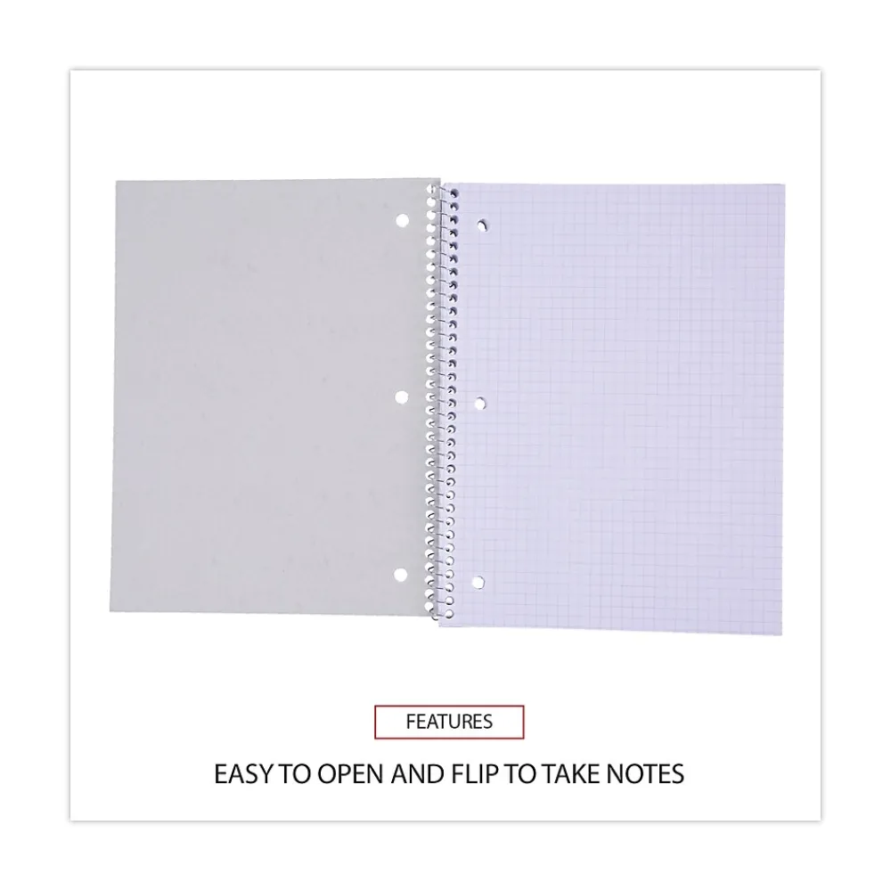 Subject Notebooks|Universal Subject Notebooks, 8" x 10.5", Quad, 70 Sheets, White, 4/Pack (UNV66634)