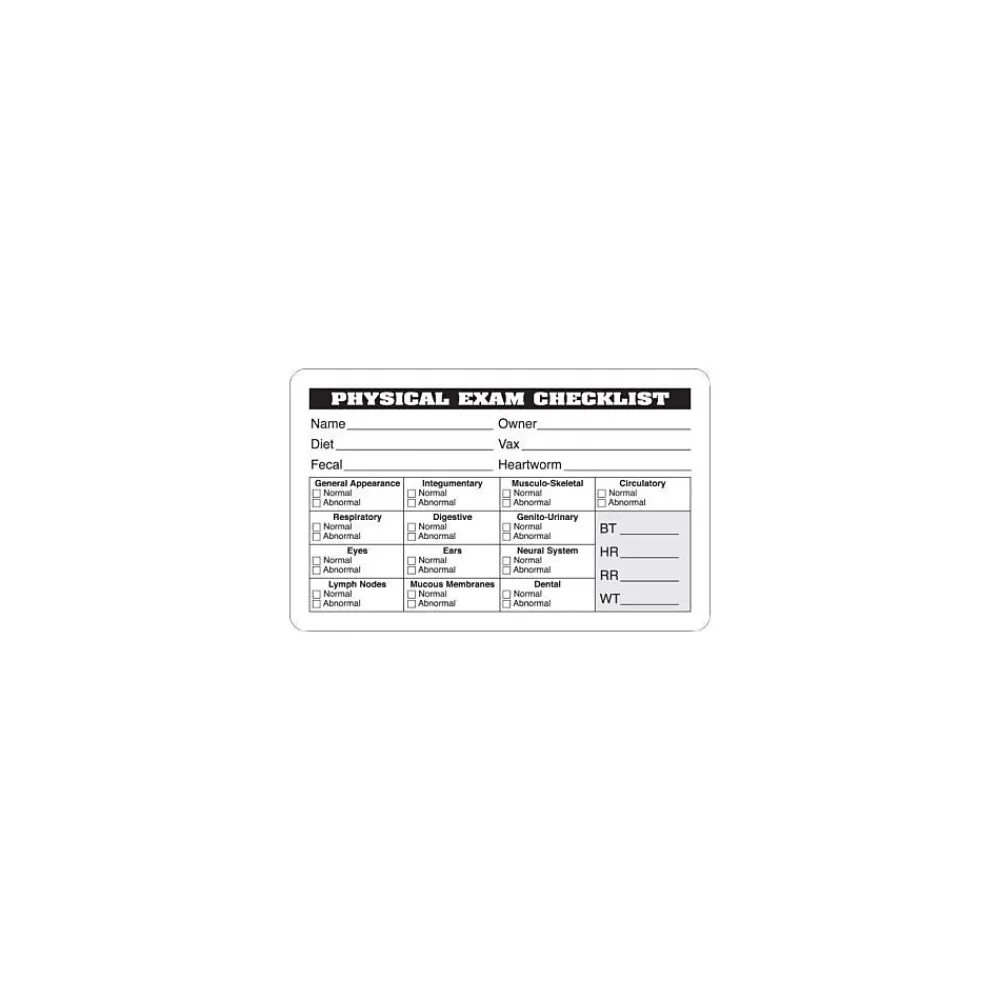 Labels|Medical Arts Press Veterinary Examination Medical Labels, Physical Exam Checklist, White, 2.5 x 4 inch, 100 Labels