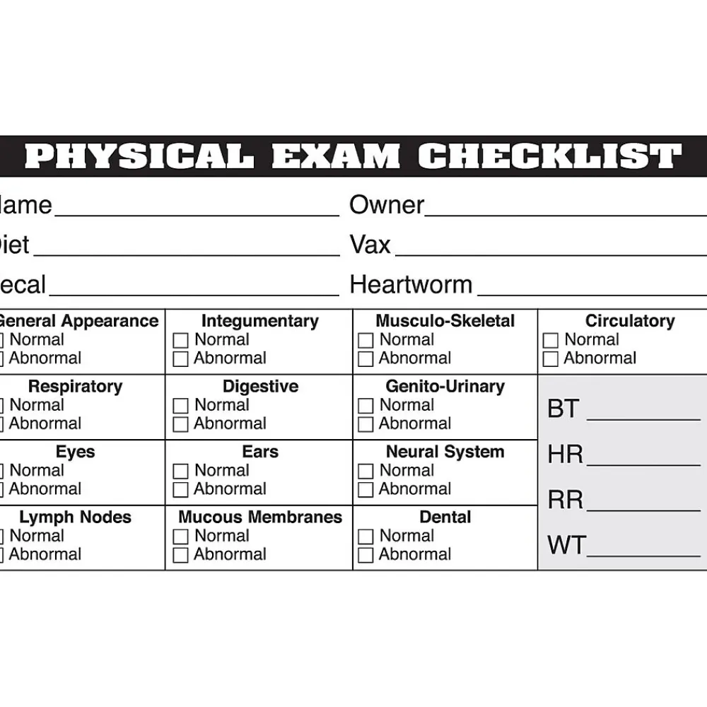 Labels|Medical Arts Press Veterinary Examination Medical Labels, Physical Exam Checklist, White, 2.5 x 4 inch, 100 Labels