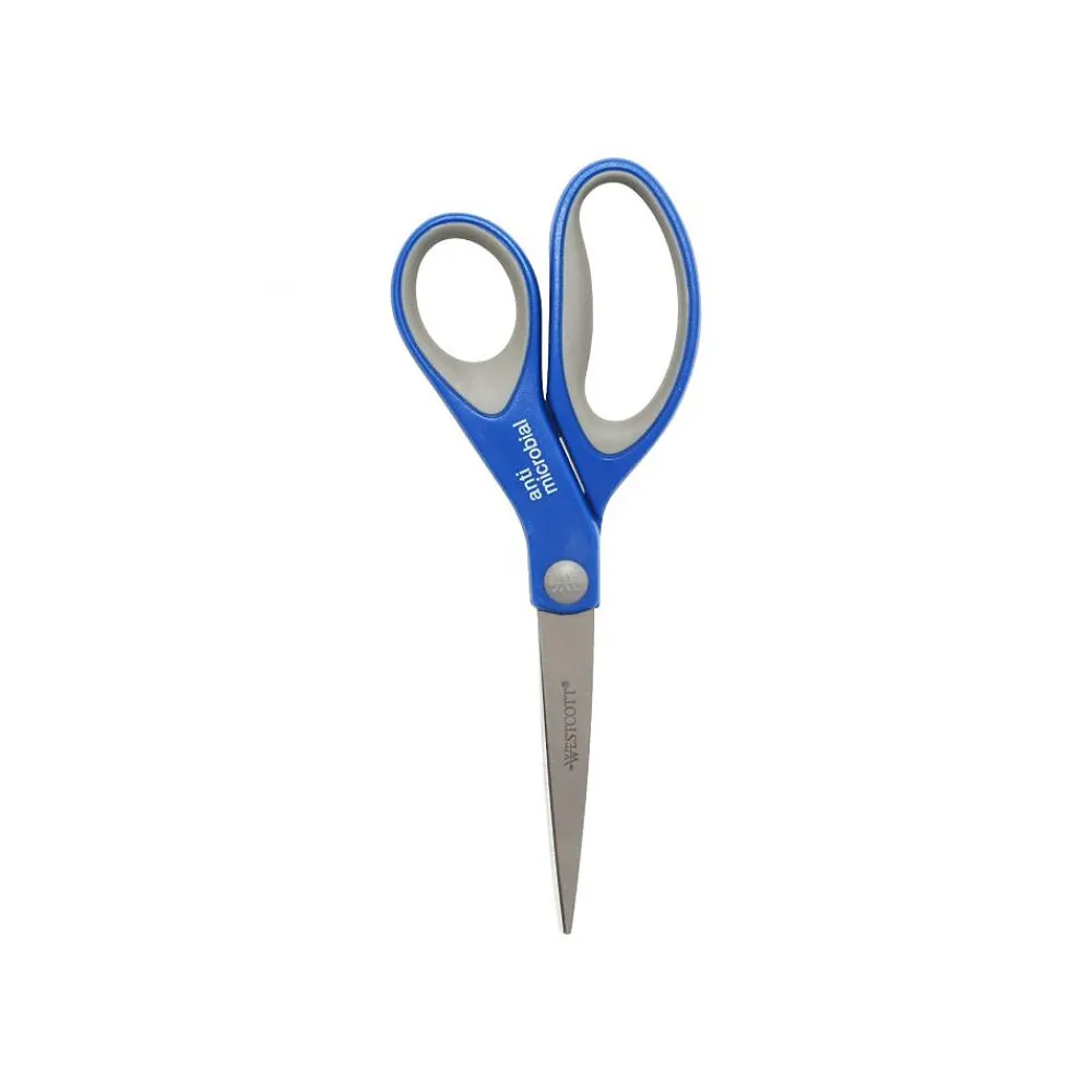 Scissors|Westcott 8" Stainless Steel Scissors, Silver/Blue/Gray, 2/Pack (17836)
