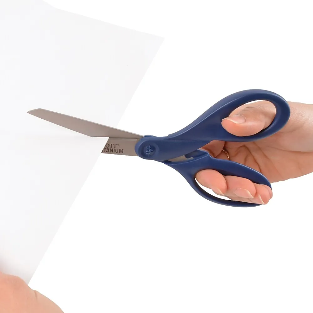 Scissors|Westcott 8" Titanium Multi-Purpose/Heavy Duty Scissor, Blunt Tip, Navy (17509)