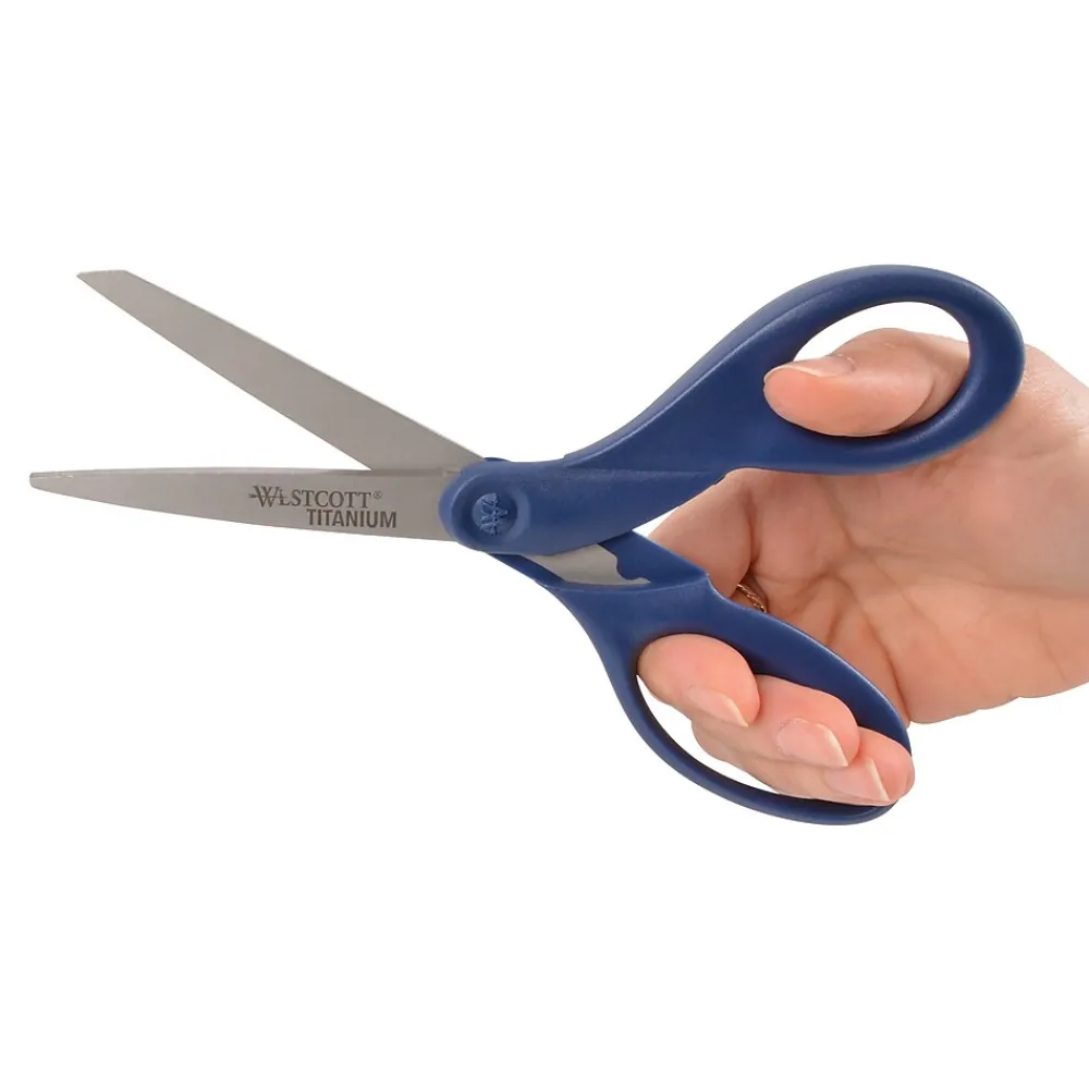 Scissors|Westcott 8" Titanium Multi-Purpose/Heavy Duty Scissor, Blunt Tip, Navy (17509)