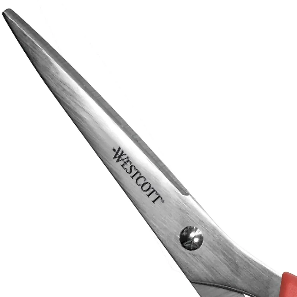 Scissors|Westcott All Purpose Value 8" Stainless Steel Standard Scissors, Pointed Tip, Red (40618)
