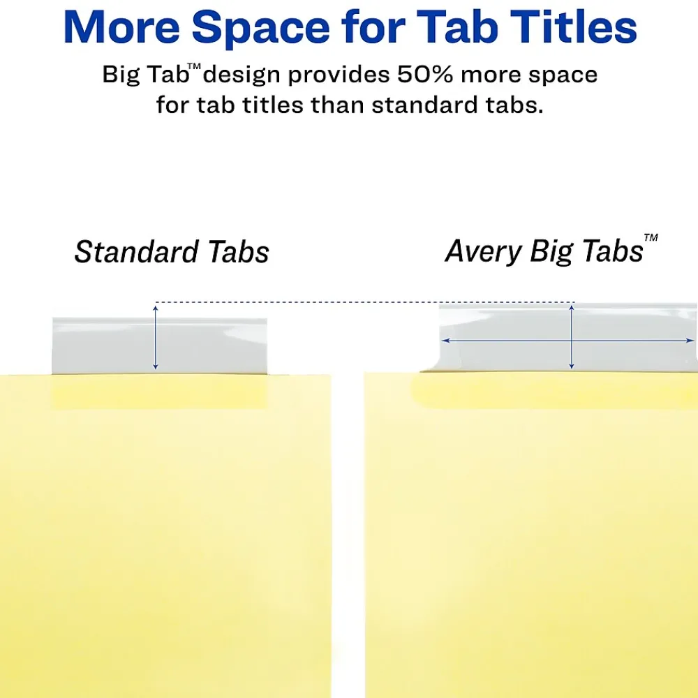 Dividers|Avery WorkSaver Insertable Tab Index Dividers, 8-Tab, 8-1/2 x 11, Clear, 24 Sets/Box