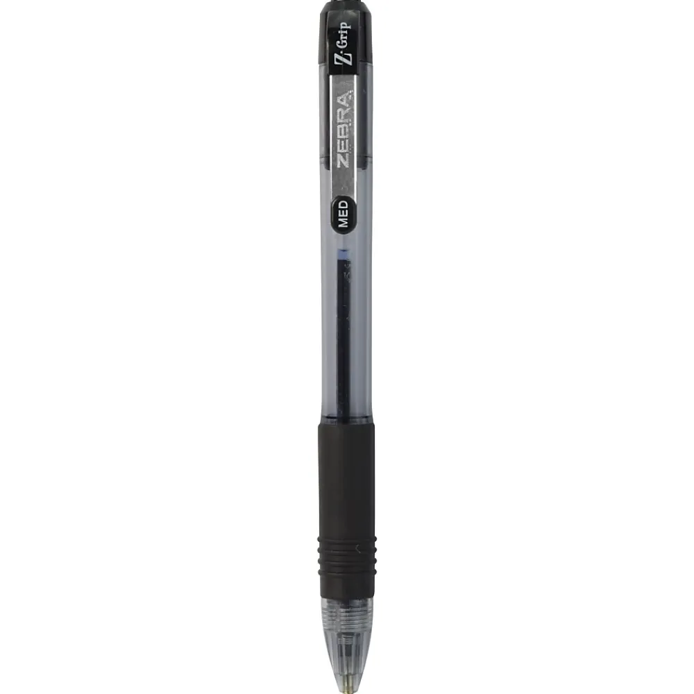 Pens|Zebra Z-Grip Retractable Ballpoint Pen, Medium Point, 1.0mm, Black Ink, Dozen (22210)