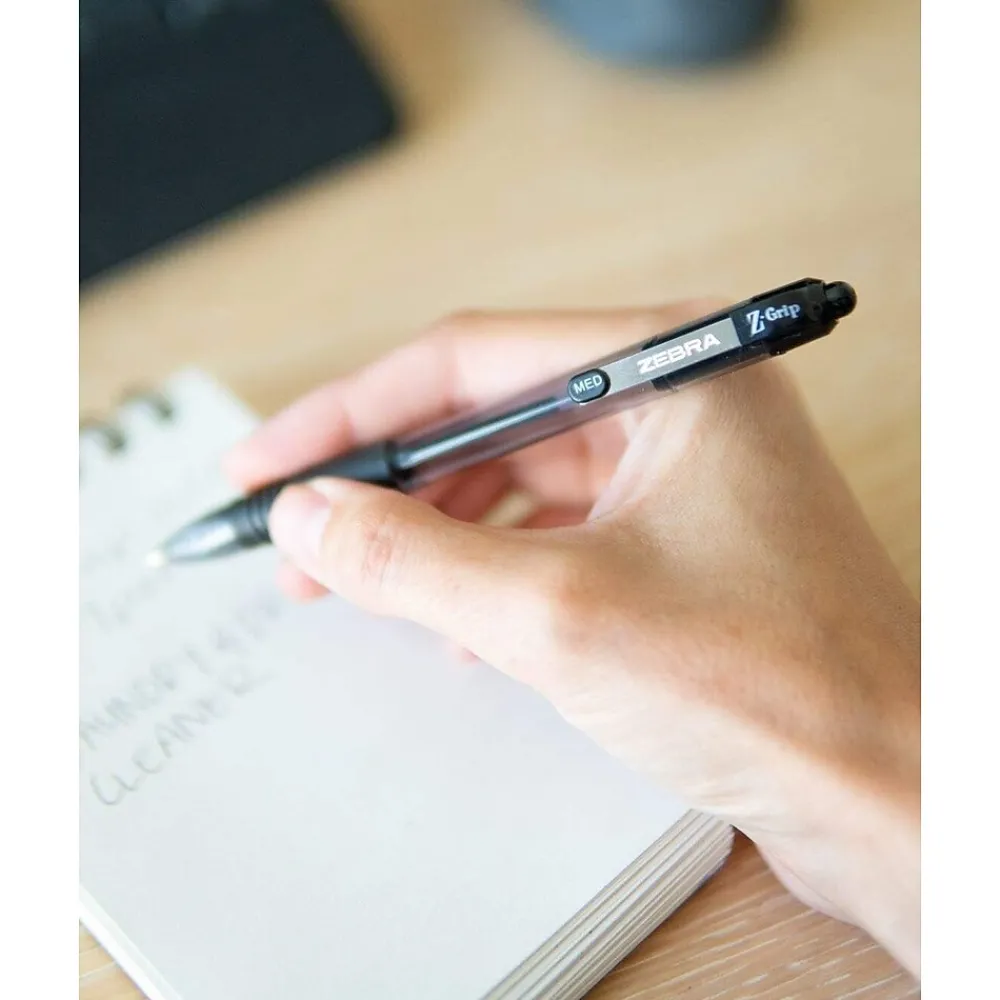 Pens|Zebra Z-Grip Retractable Ballpoint Pens, Medium Point, 1.0mm, Black Ink, 24/Pack (12221)